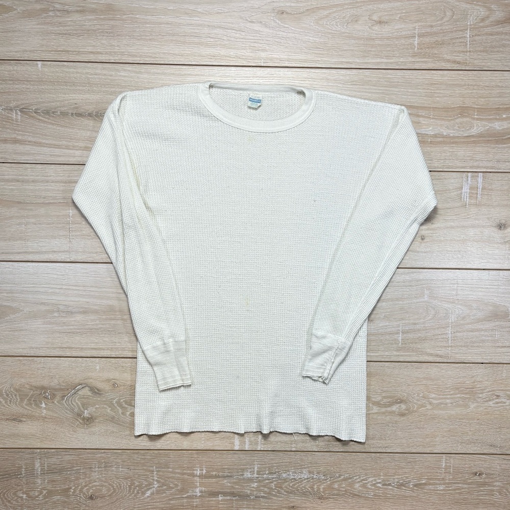 Vintage 70s White Thermal Shirt | Size XL